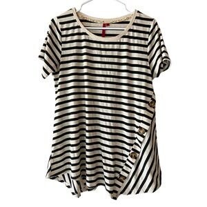 Love Scarlett Oatmeal & Black Striped Asymmetrical T-shirt